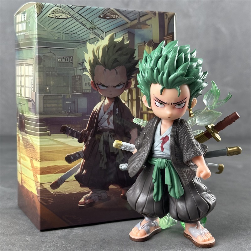 โมเดลฟิกเกอร์ PVC อนิเมะวันพีช Roronoa Zoro GK Statue Zoro Santoryu Q Version ขนาด 15 ซม. ของเล่นสําหรับเด็ก