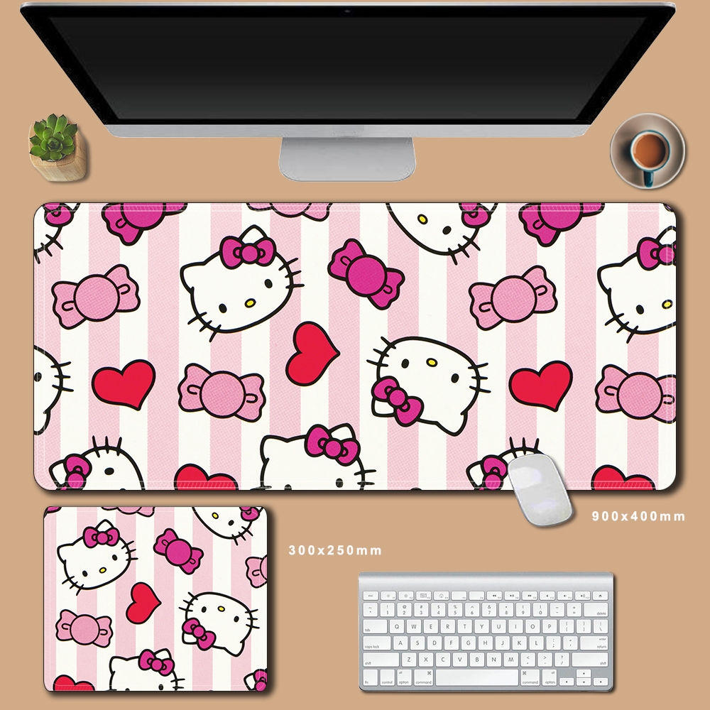 70x30 ซม.Hello Kitty แผ ่ นรองเมาส ์ ขนาดใหญ ่ น ่ ารักสีชมพู Mousepad อะนิเมะการ ์ ตูน Gaming Mousepad 90x40 คีย ์ บอร ์ ดแล ็ ปท ็ อปลื ่ นโต ๊ ะ