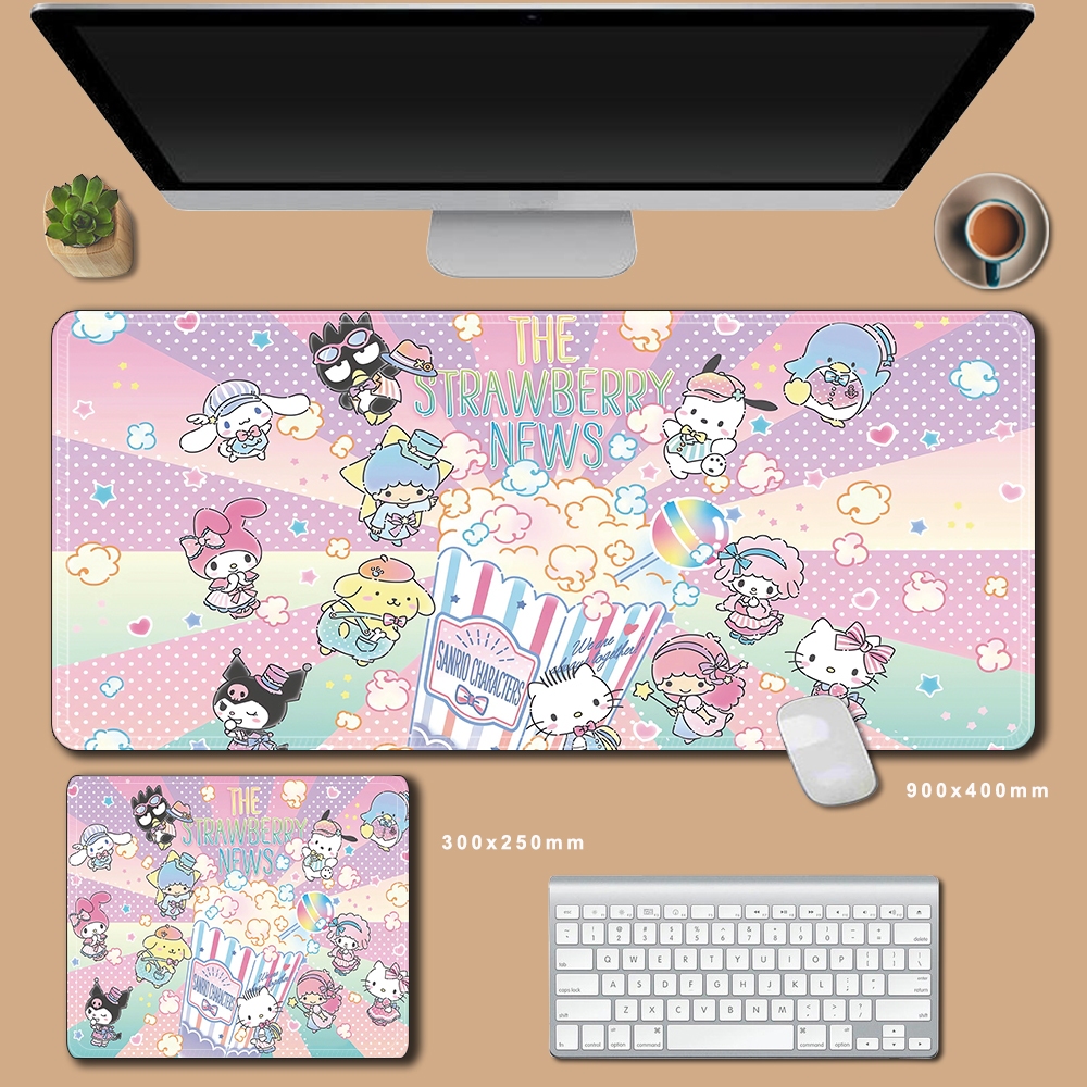 70x30 ซม.Hello Kitty แผ ่ นรองเมาส ์ ขนาดใหญ ่ น ่ ารักสีชมพู Mousepad อะนิเมะการ ์ ตูน Gaming Mousepad 90x40 คีย ์ บอร ์ ดแล ็ ปท ็ อปลื ่ นโต ๊ ะ