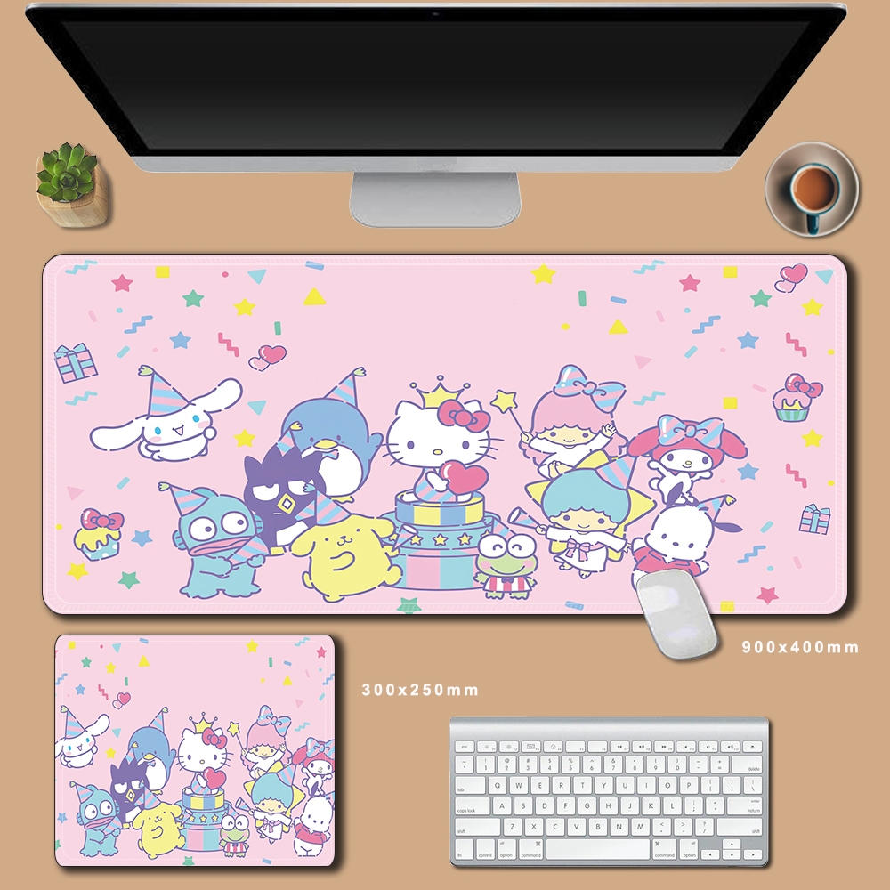 70x30 ซม.Hello Kitty แผ ่ นรองเมาส ์ ขนาดใหญ ่ น ่ ารักสีชมพู Mousepad อะนิเมะการ ์ ตูน Gaming Mousepad 90x40 คีย ์ บอร ์ ดแล ็ ปท ็ อปลื ่ นโต ๊ ะ