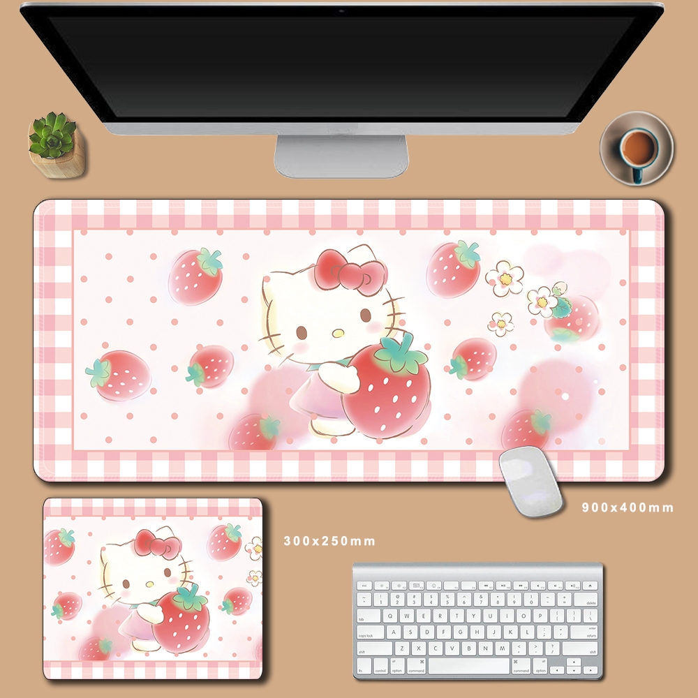 70x30 ซม.Hello Kitty แผ ่ นรองเมาส ์ ขนาดใหญ ่ น ่ ารักสีชมพู Mousepad อะนิเมะการ ์ ตูน Gaming Mousepad 90x40 คีย ์ บอร ์ ดแล ็ ปท ็ อปลื ่ นโต ๊ ะ
