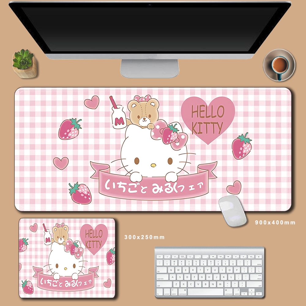 70x30 ซม.Hello Kitty แผ ่ นรองเมาส ์ ขนาดใหญ ่ น ่ ารักสีชมพู Mousepad อะนิเมะการ ์ ตูน Gaming Mousepad 90x40 คีย ์ บอร ์ ดแล ็ ปท ็ อปลื ่ นโต ๊ ะ