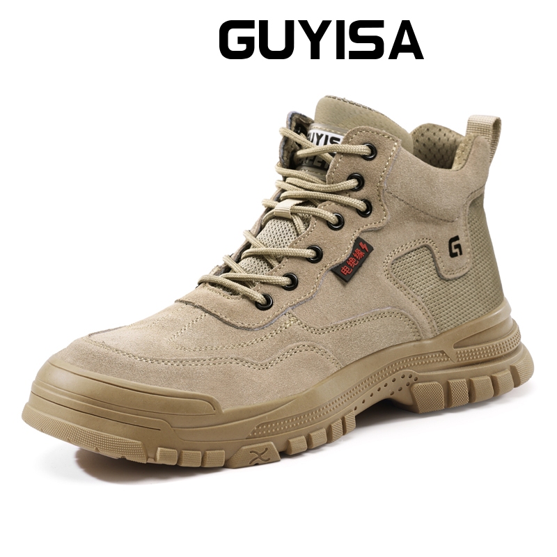 GUYISA SAFETY SHOES รองเท้าหุ้มฉนวนช่างไฟฟ้า 10KV รองเท้านิรภัย สีกากี 37-46 3087