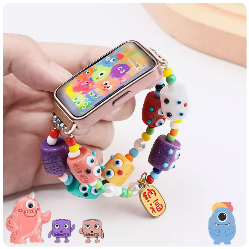 สายนาฬิกาข้อมือ ลายมอนสเตอร์น้อย โดพามีน สีสันสดใส สําหรับ Huawei Band 9 Huawei Band 6 7 8 8NFC 9 9NF Huawei Band 8 Huawei Band 6 Huawei Band 8
