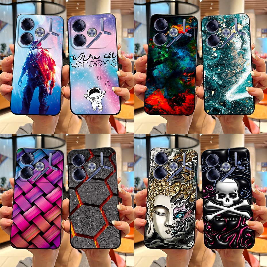 เคสโทรศัพท์มือถือ ซิลิโคนนิ่ม ลายหินอ่อน สีดํา สําหรับ Tecno Pova 6 5G 2024 Tecno Li7 Tecno Pova6
