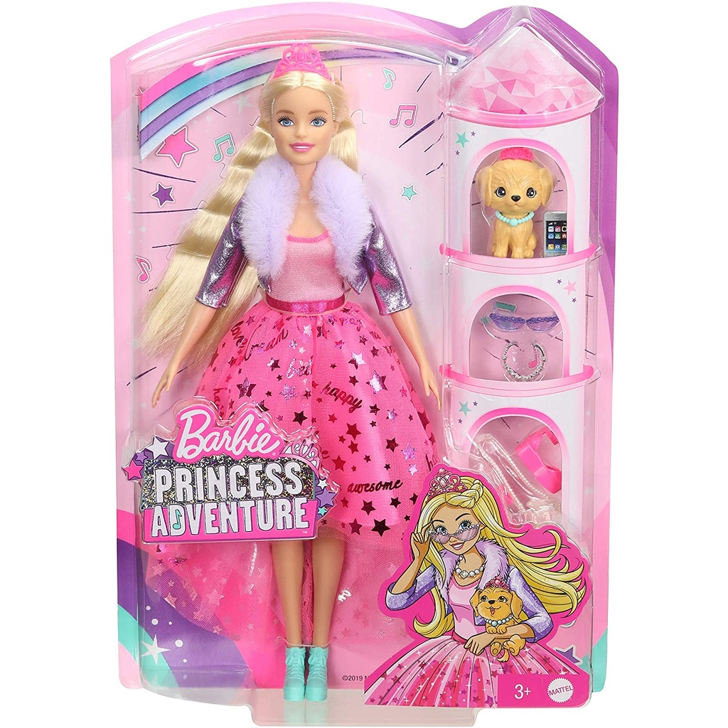 Barbie Princess Adventure Doll in Princess Fashion (12-in Blonde) Doll with Pet Puppy, 2 Pairs of Sh