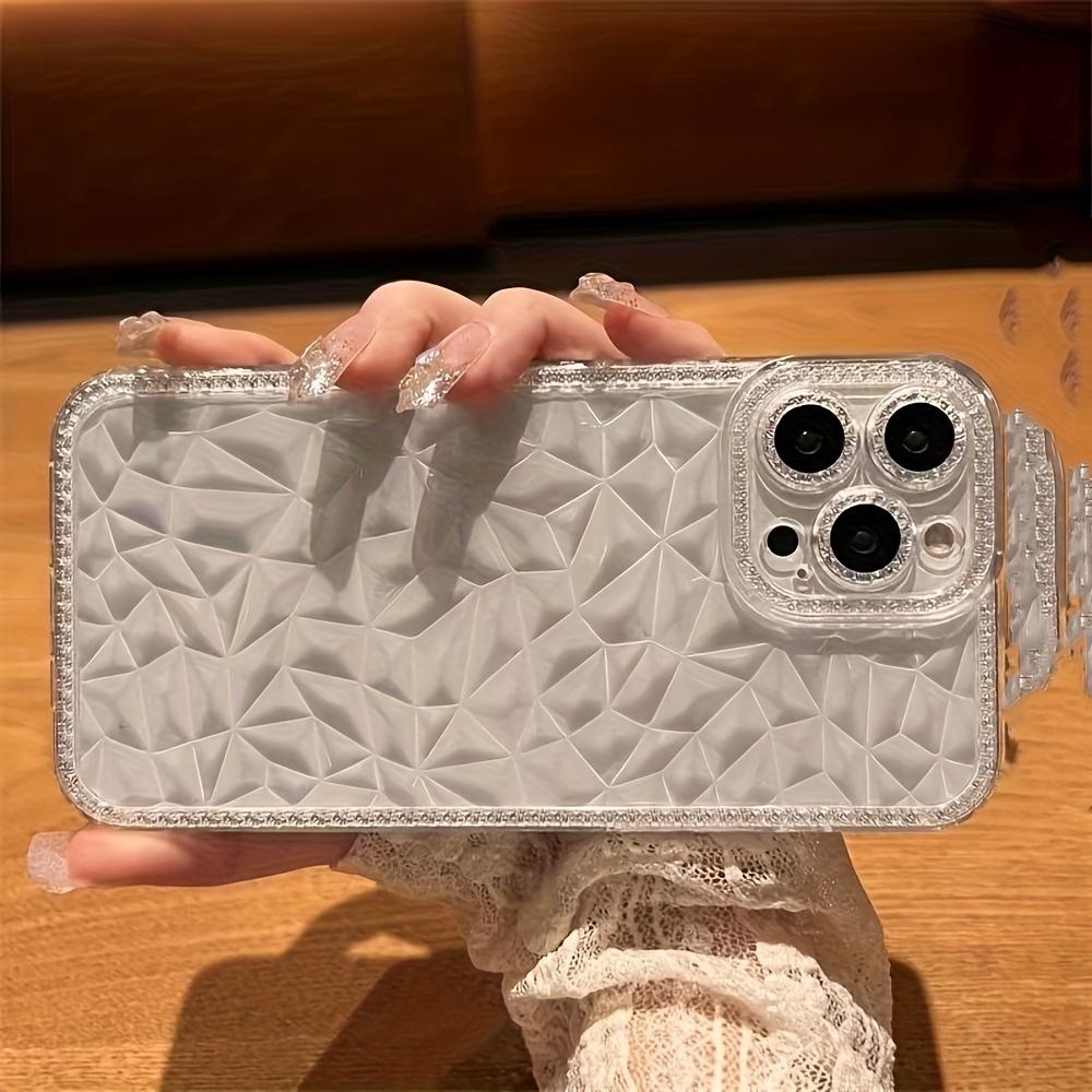 เคสโทรศัพท์มือถือ ซิลิโคนนิ่ม ใส กันกระแทก ประดับเพชร สําหรับ iPhone 15 14 13 12 11 Pro Max Plus