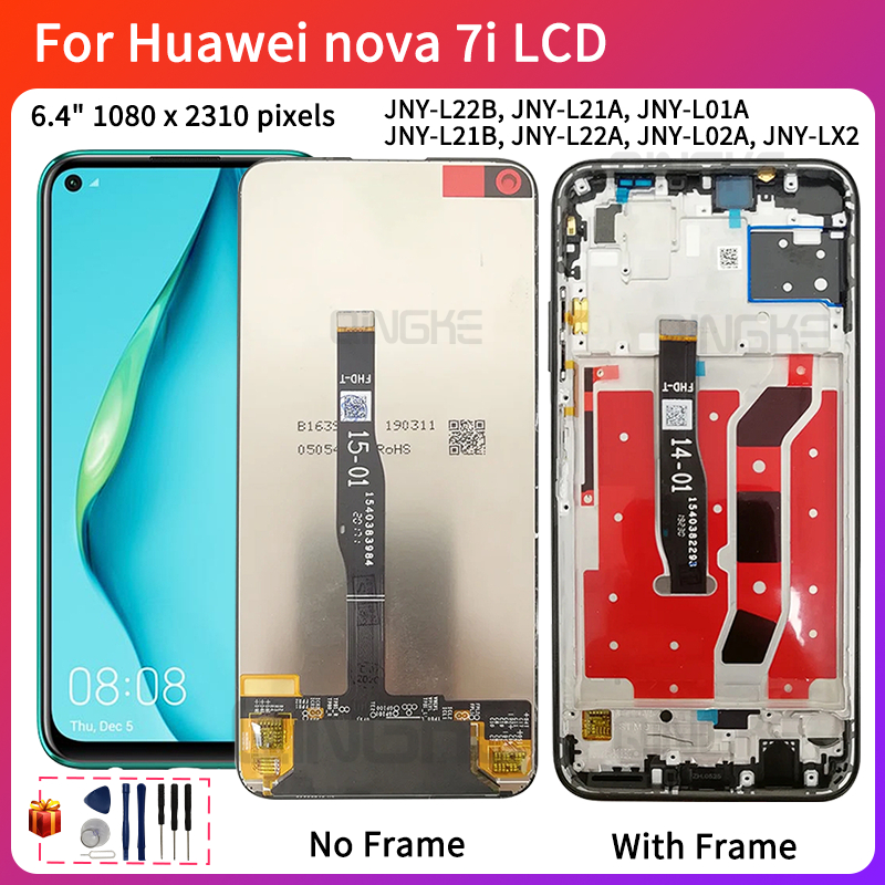 หน้าจอสัมผัส LCD 6.4 นิ้ว พร้อมกรอบ สําหรับ Huawei nova 7i JNY-L21A JNY-LX2 Huawei Nova7i