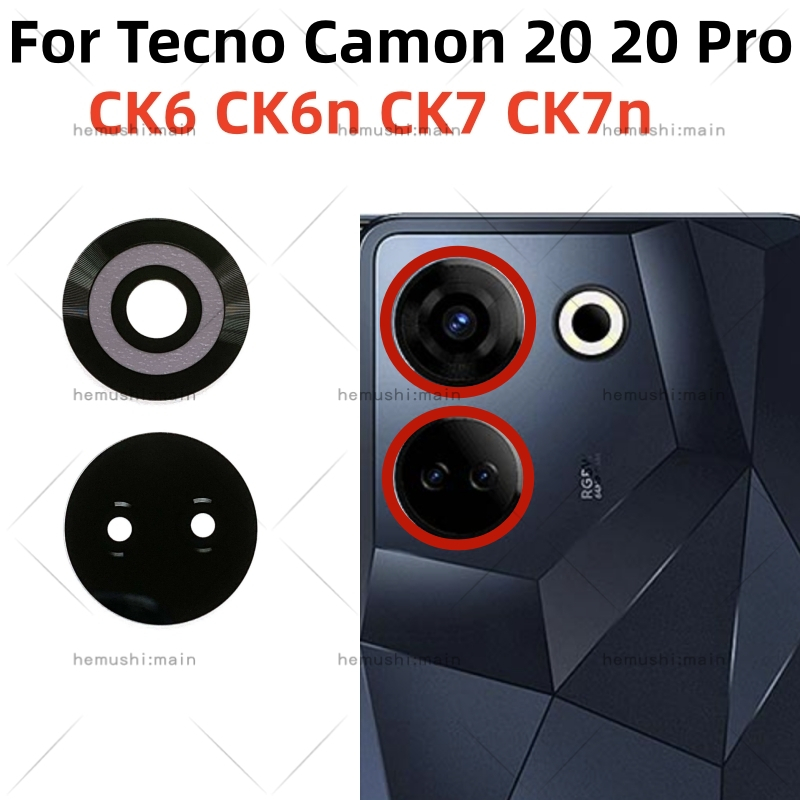 ฝาครอบเลนส์กล้องด้านหลัง พร้อมสติกเกอร์กาว แบบเปลี่ยน สําหรับ Tecno Camon 20 20 Pro CK6 CK6n CK7 CK7