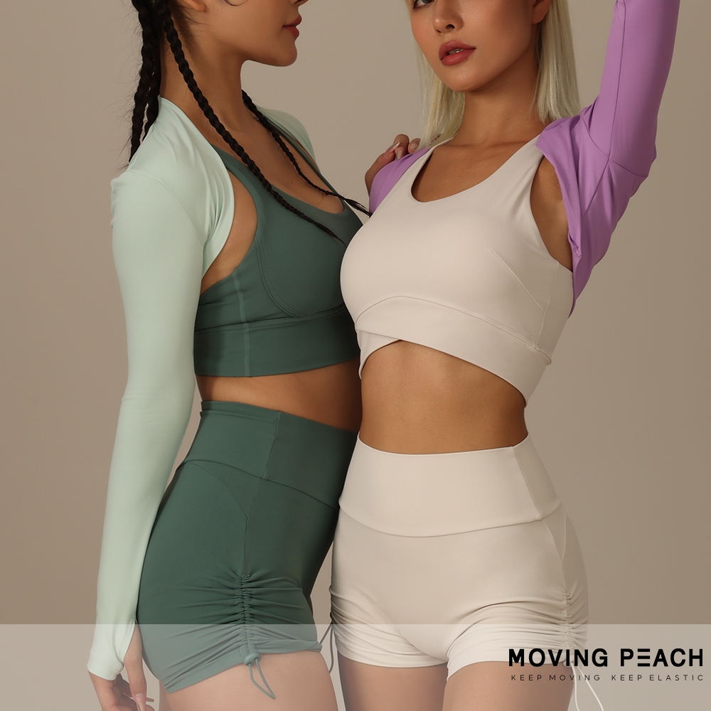 Moving PEACH UV Protection แขนยาว Cool feeling Shawl Sweat-wicking Fitness Top Comfort สวมใส ่ ทุกวัน ASC