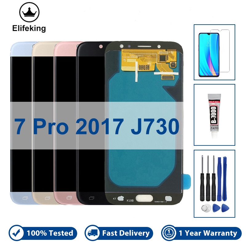หน้าจอแสดงผลสัมผัสดิจิทัล LCD OLED สําหรับ Samsung Galaxy J7 Pro 2017 J730 J730F J730G DS