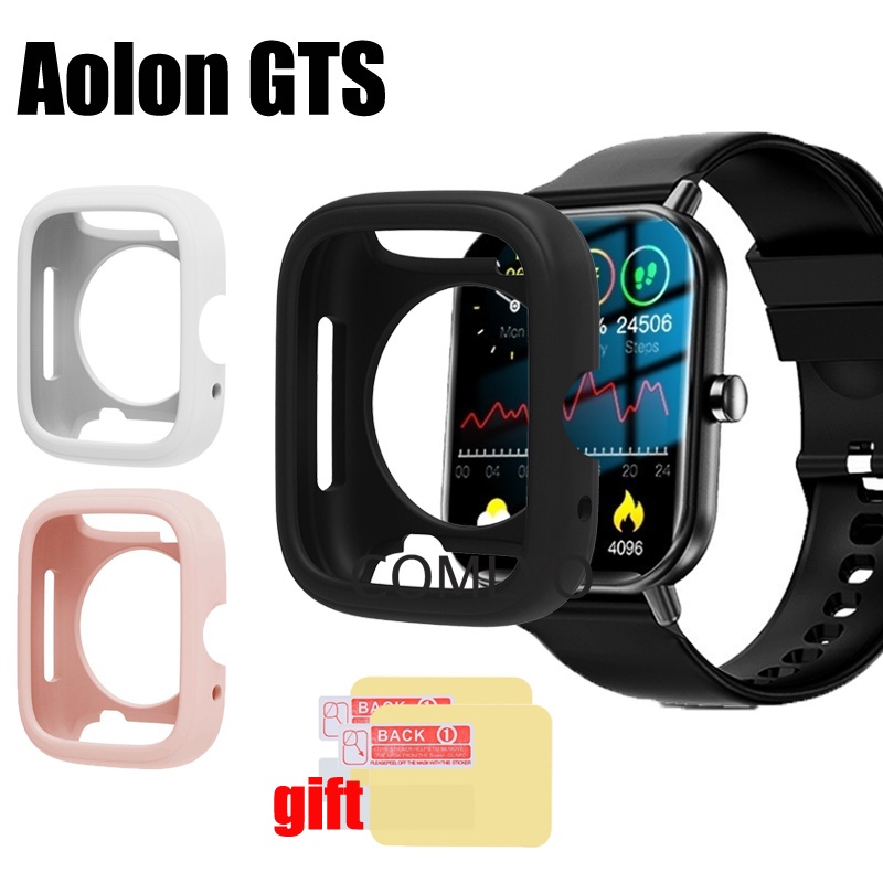 สําหรับ ฉันเสียใจ Aolon GTS / GTS 41มม กรณีนาฬิกาสมาร์ทซิลิโคนอ่อนนุ่มครึ่งฝาครอบป้องกันกันชนป้องกันหน้าจอฟิล์ม