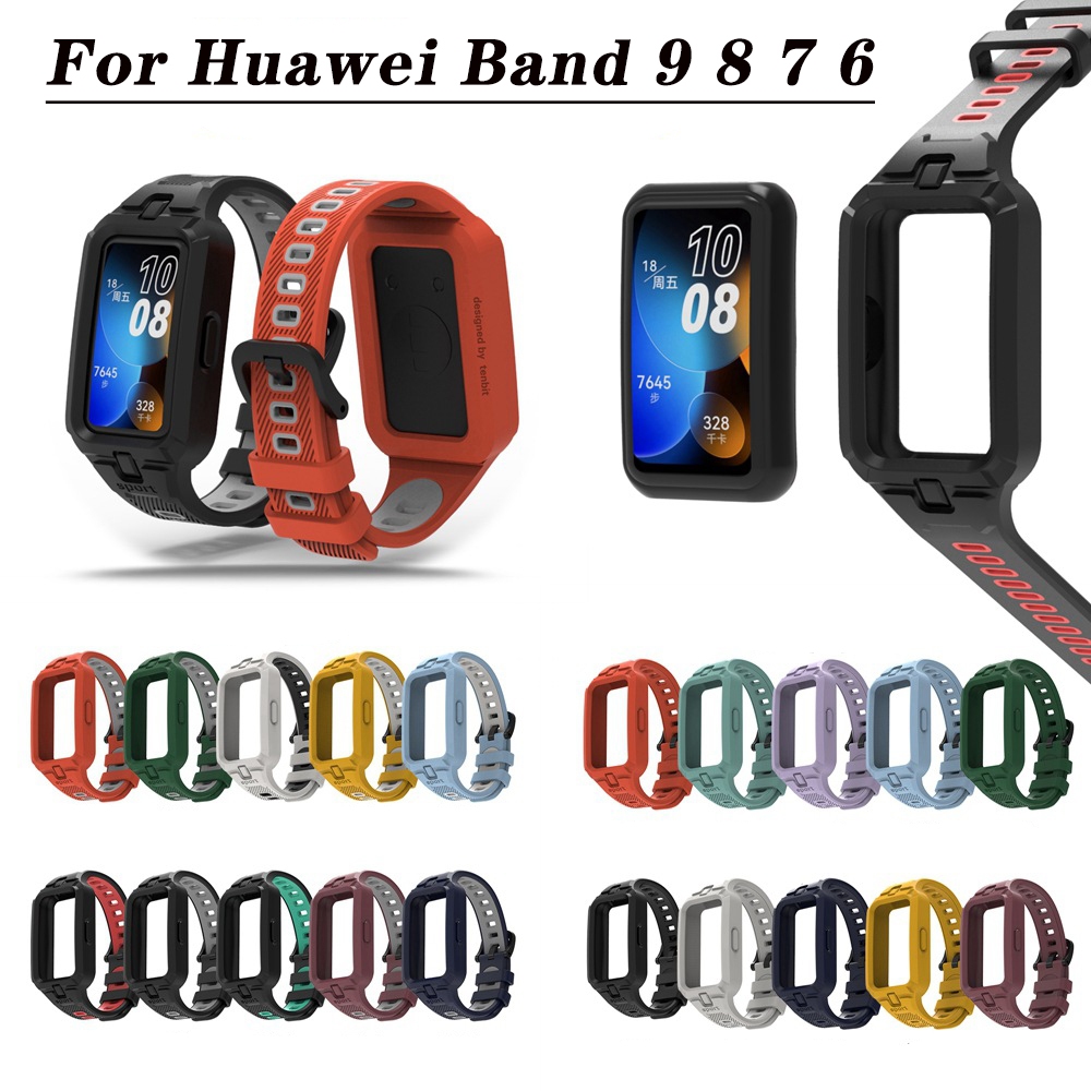 สายนาฬิกาข้อมือยาง TPU แบบนิ่ม สําหรับ Huawei Band 9 8 7 6 Huawei Smart Band8 Band7 Band6
