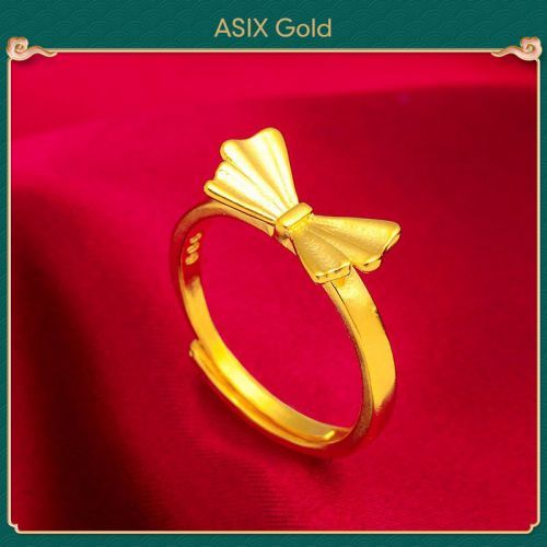 แหวน 24K Gold Plated เกาหลีทอง 916 Bangkok Gold 18K Saudi Gold Elegant Charm หรูหราแหวนโบว ์ สําหรับผู ้ หญิง ASIXGOLD