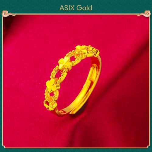 แหวน 24K Gold Plated เกาหลีทอง 916 Bangkok Gold 18K Saudi Gold Elegant Glamour Minimalist Lucky Clover แหวนผู ้ หญิง ASIXGOLD