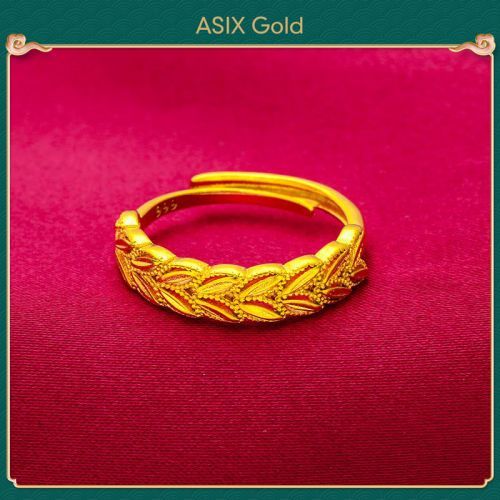 แหวน 24K Gold Plated เกาหลีทอง 916 Bangkok Gold 18K Saudi Gold Elegant Charm ข ้ าวสาลีหูแหวนสําหรับสุภาพสตรี ASIXGOLD