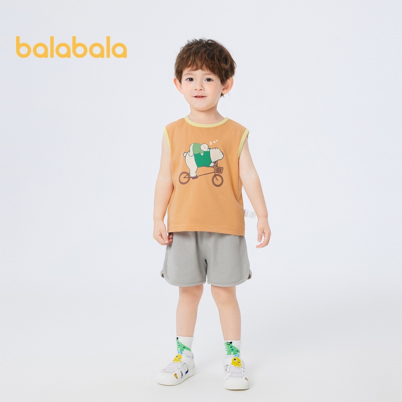 Balabala ชุดเซต เสื้อกล้ามแขนกุดและกางเกงขาสั้นกีฬาสำหรับเด็ก 2ชิ้น