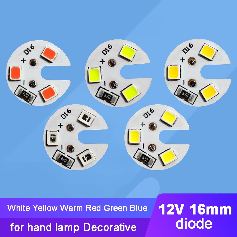 10 ชิ้น 12V 16 มม. LED สีขาว อบอุ่น สีเขียว สีฟ้า สีเหลือง สีแดง โคมไฟแหล่งกําเนิดแสง สําหรับโคมไฟมือ