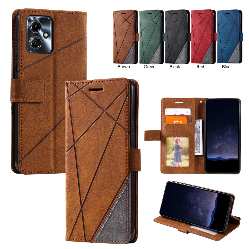 เคส Case for Motorola Moto E13 E7 E7i G9 Play G 5G Plus G35 G55 G75 G85 G84 G54 G34 G24 G14 G04 G13 G23 G53 G73 G30 G60 Edge 40 Neo เคสฝาพับ เคสเปิดปิด โทรศัพท์มือถือ หนัง PU ซิลิโคน TPU นิ่ม กันกระแทก พร้อมช่องใส่บัตร และสายคล้อง สําหรับ