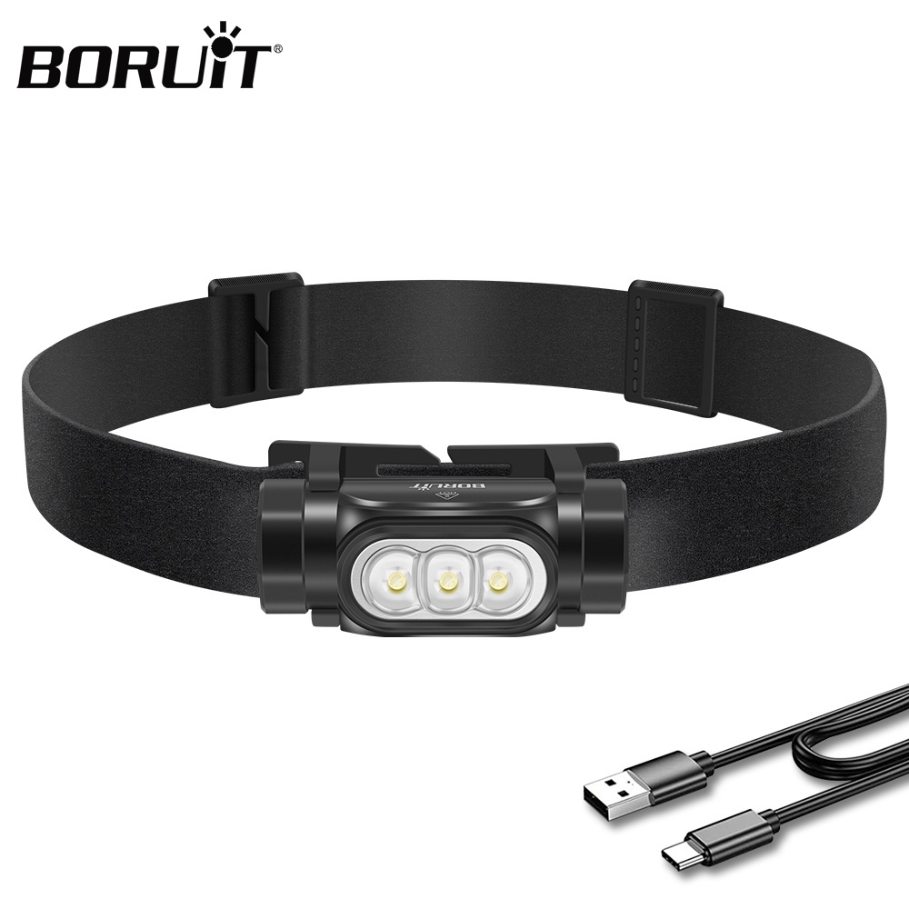 Boruit ไฟหน้า Type-c มัลติฟังก์ชั่น ความสว่างสูง ชาร์จซ้ําได้ พร้อมฟังก์ชั่นหน่วยความจํา