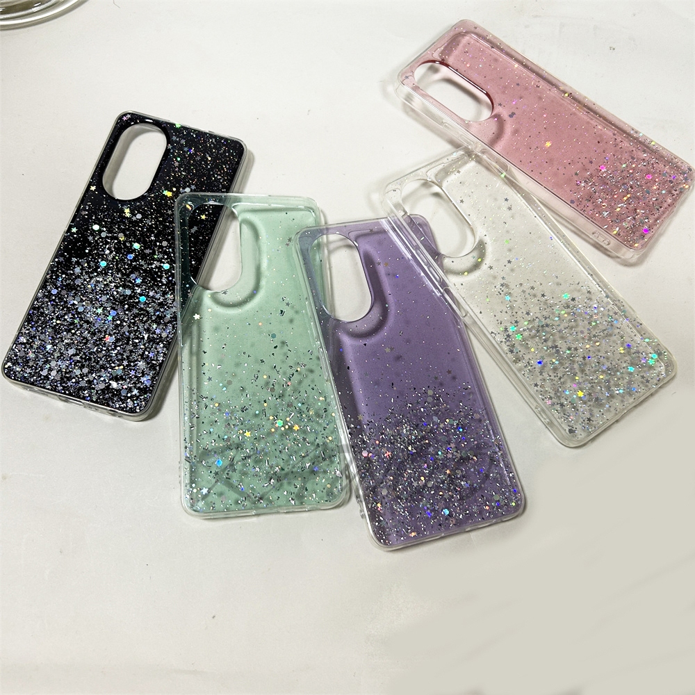 เคสโทรศัพท์มือถือแบบนิ่ม TPU ใส แต่งเลื่อมดาว กลิตเตอร์ ระยิบระยับ สําหรับ Oppo A17 A17K A78 A58 4G 