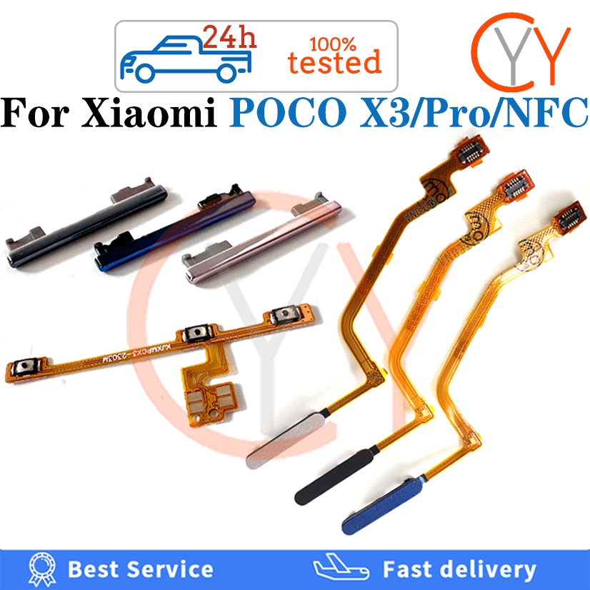 เครื่องสแกนลายนิ้วมือ ปุ่มเปิด ปิด ปุ่มปรับระดับเสียง สําหรับ Xiaomi Poco X3 Pro NFC