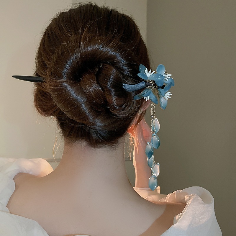 กิ๊บติดผม ประดับพู่ ลายดอกไม้ สไตล์โบราณ แฟชั่นสําหรับผู้หญิง