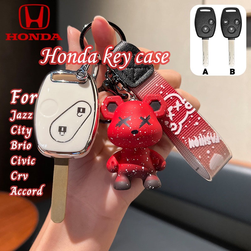 เคสกุญแจรีโมทรถยนต์ TPU 3 ปุ่ม สําหรับ Honda Jazz City Brio Civic Crv Accord 2 ปุ่ม