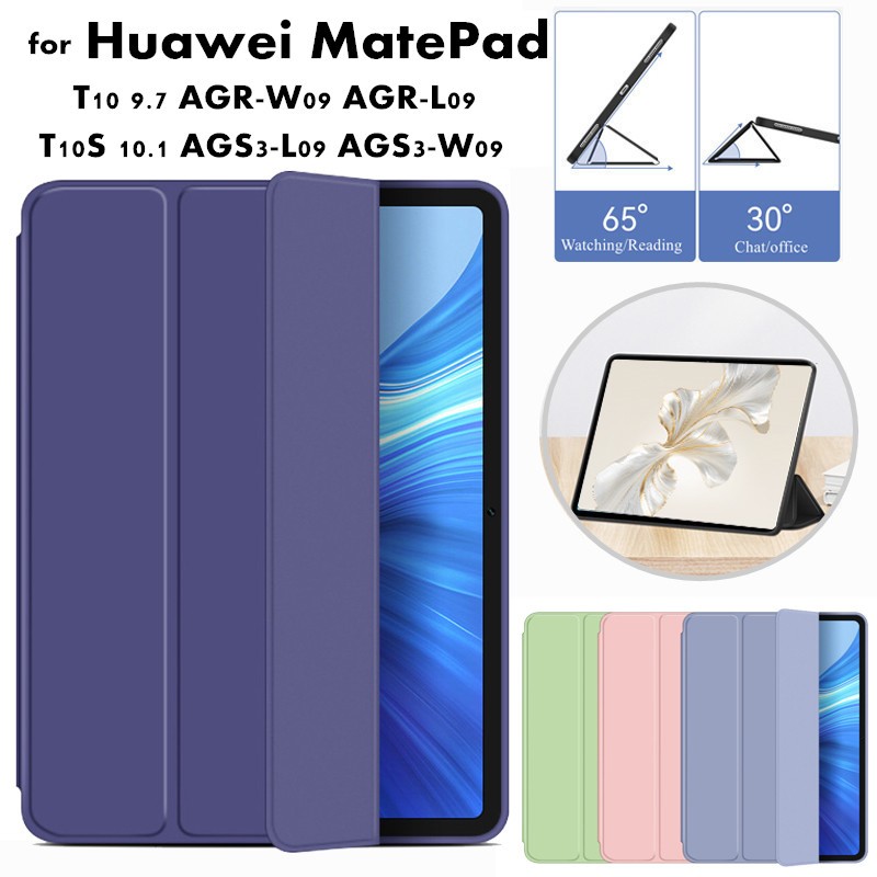 Huawei MatePad T10S T10 10.1 9.7 AGS3 AGR L09 W09 Tablet Cover PU Leather Case With Slim Silicon Smart Magnetic Stand Flip Case