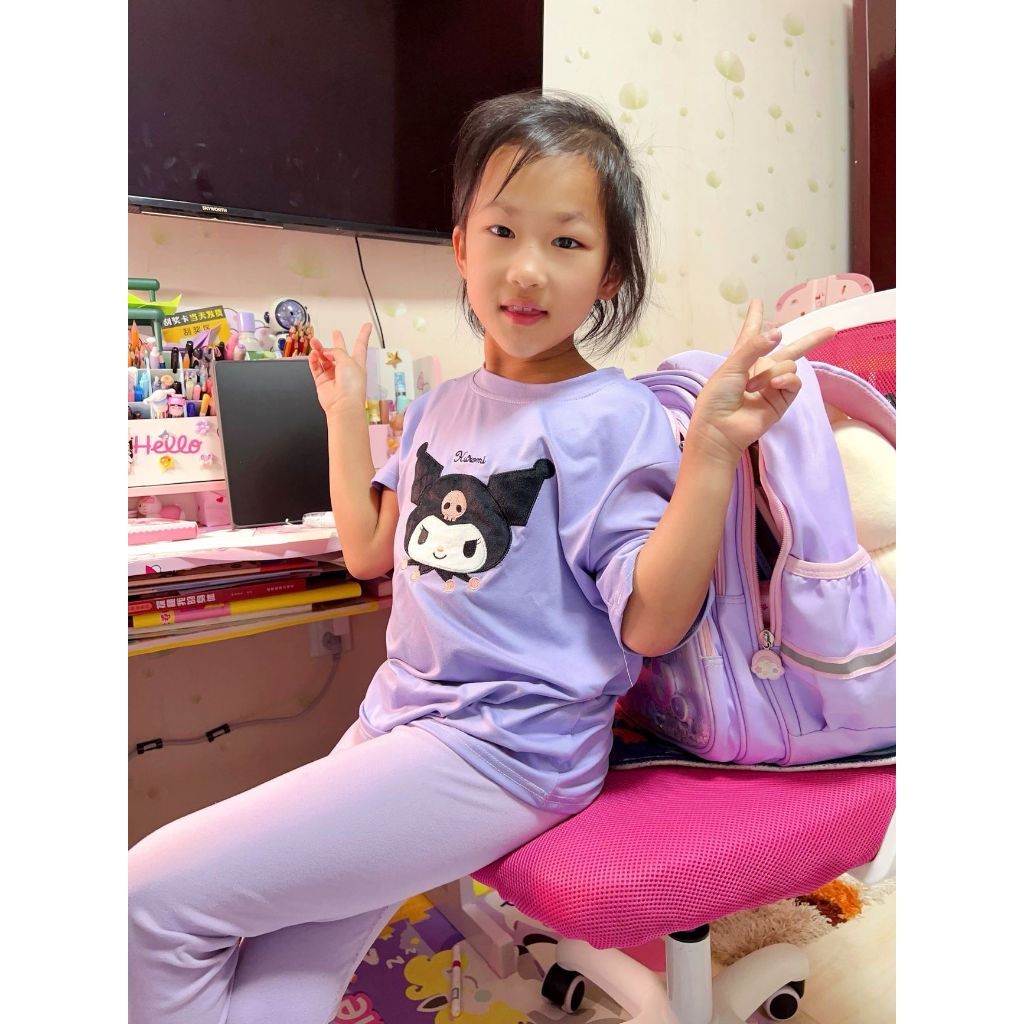 Kuromi เสื้อยืดแขนสั้น แฟชั่นฤดูร้อน สําหรับเด็กผู้หญิง อายุ 1-10 ปี