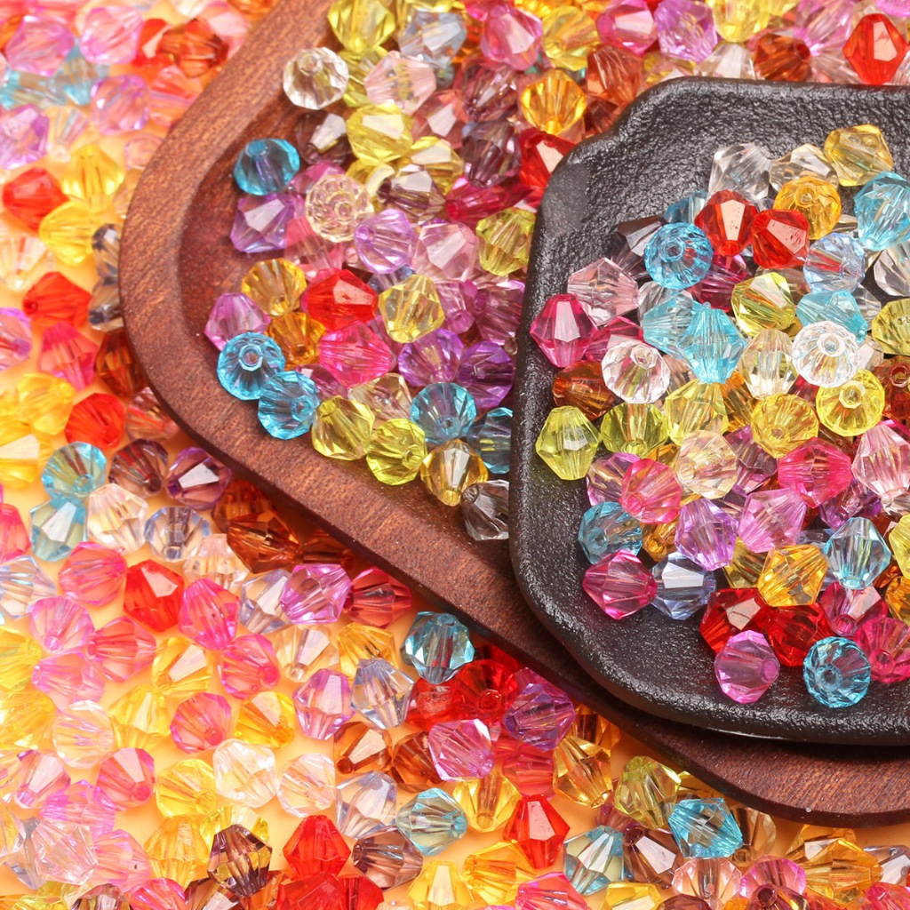 ลูกปัดอะคริลิคใส 4-8 มม. พร้อมรู สําหรับทําเครื่องประดับ DIY 300 ชิ้น