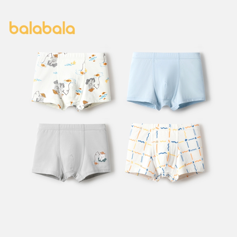 Balabala กางเกงบ็อกเซอร์เด็กชายผ้าฝ้าย 4 ชิ้น