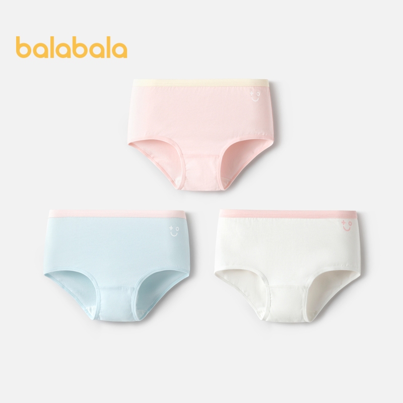 Balabala ชุดชั้นในเด็กผ้าฝ้ายสแควร์เด็กชายและเด็กหญิงกางเกงขาสั้นสี่มุมเด็กเล็กน่ารักไม่มี Pp หนีบเป็นมิตรกับผิวสามแพ็ค