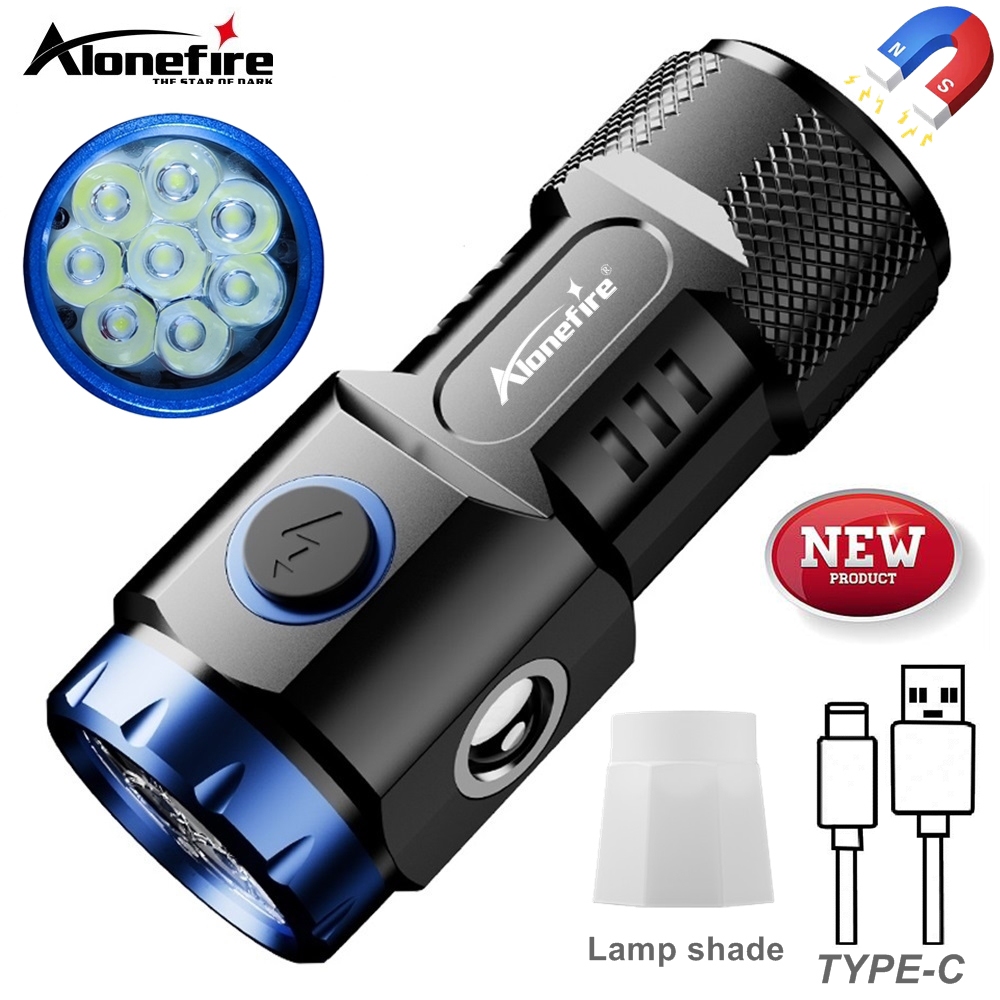 Alonefire X88 6500K 8x P35 LED High Bright Mini Palm ไฟฉายขนาดเล ็ ก USB ชาร ์ จ COB ไฟด ้ านข ้ างเดินป ่ า Camping Home ทํางาน Repai ไฟฉาย