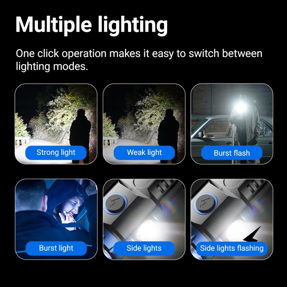 Alonefire X88 6500K 8x P35 LED High Bright Mini Palm ไฟฉายขนาดเล ็ ก USB ชาร ์ จ COB ไฟด ้ านข ้ างเดินป ่ า Camping Home ทํางาน Repai ไฟฉาย ราคา ถูกที่สุด ดีลบีเคเค แกลเลอรีภาพที่ 8