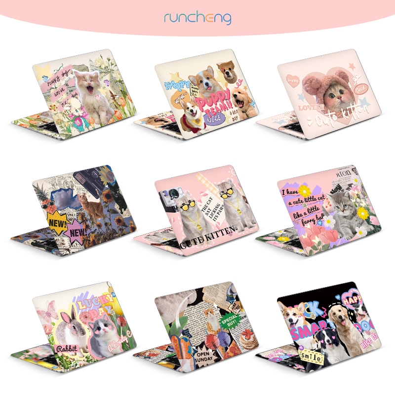 [2ชิ้น] แล็ปท็อปปกสติกเกอร์สาวน่ารักแมวสุนัขออกแบบแล็ปท็อปสํานักงานนักเรียนหอพักแล็ปท็อปผิวศิลปะรูปลอก10/12/13/14/15/17นิ้ว