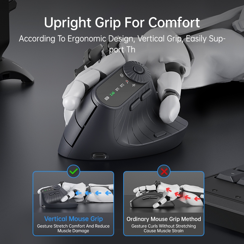 Monster M2 PRO เมาส์บลูทูธไร้สายไม่ลื่นออกแบบตามหลักสรีรศาสตร์แสงอุปกรณ์หลายอายุการใช้งานแบตเตอรี่ยาวนาน - รูปที่ 4