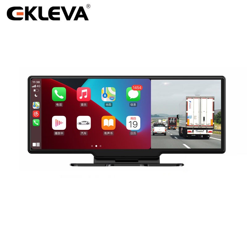 Ekleva กล้องบันทึกวิดีโอ DVR 4K GPS เลนส์คู่ 10.26 นิ้ว รองรับ Carplay สําหรับติดรถยนต์