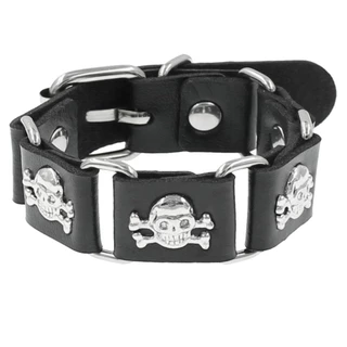 2024 แฟชั ่ น Gothic Skeleton Skull Punk Rivet สร ้ อยข ้ อมือ Retro คู ่ กําไลข ้ อมือ PU หนังสร ้ อยข ้ อมือเครื ่ องประดับของขวัญ