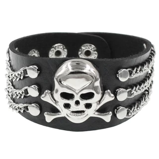 2024 แฟชั ่ น Gothic Skeleton Skull Punk Rivet สร ้ อยข ้ อมือ Retro คู ่ กําไลข ้ อมือ PU หนังสร ้ อยข ้ อมือเครื ่ องประดับของขวัญ