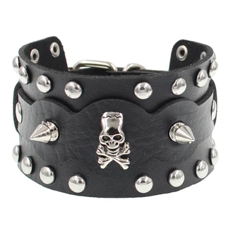 2024 แฟชั ่ น Gothic Skeleton Skull Punk Rivet สร ้ อยข ้ อมือ Retro คู ่ กําไลข ้ อมือ PU หนังสร ้ อยข ้ อมือเครื ่ องประดับของขวัญ
