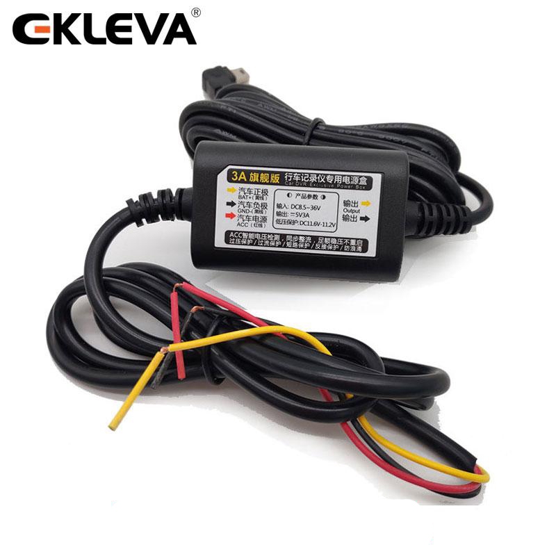 Ekleva ชุดสายกล้องฮาร์ดไวร์ ขนาดเล็ก พอร์ต USB DC 12V - 24V เป็น 5V 2.5A สําหรับรถยนต์