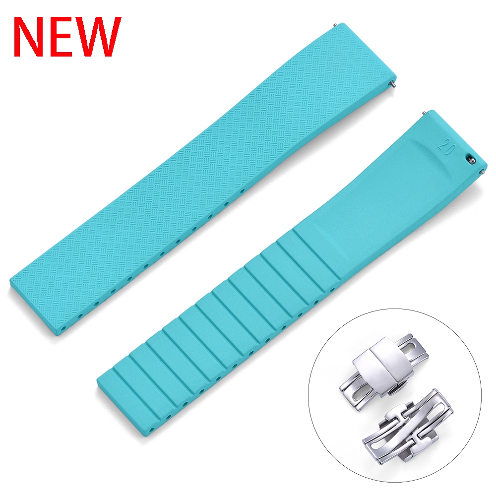 ออกแบบใหม่สายนาฬิกา Fluororubber 20 มม.22 มม. Quick Release หัวเข็มขัดผีเสื้อ CTS สายนาฬิกา FKM สําหรับตัดขนาด
