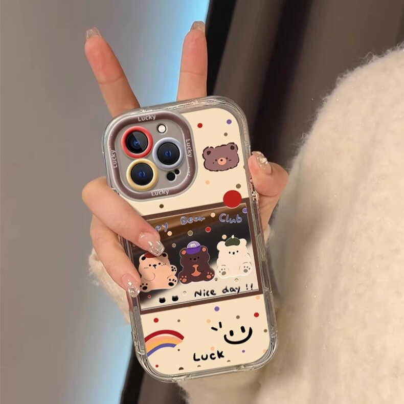 สําหรับ Huawei กรณี Y7A NOVA5T NOVA7 NOVA7i NOVA7SE NOVA8 NOVA9 Bear Party Mirror Puff Soft Edge Anti-drop