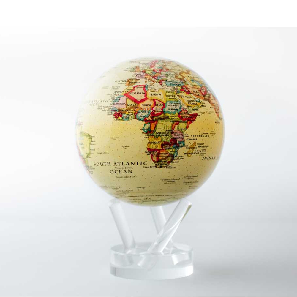 [MOVA Light Energy Globe ] แผนที ่ สีเบจย ้ อนยุคแผนที ่ การเมืองสีเหลืองตกแต ่ งบ ้ าน ของขวัญที่สว