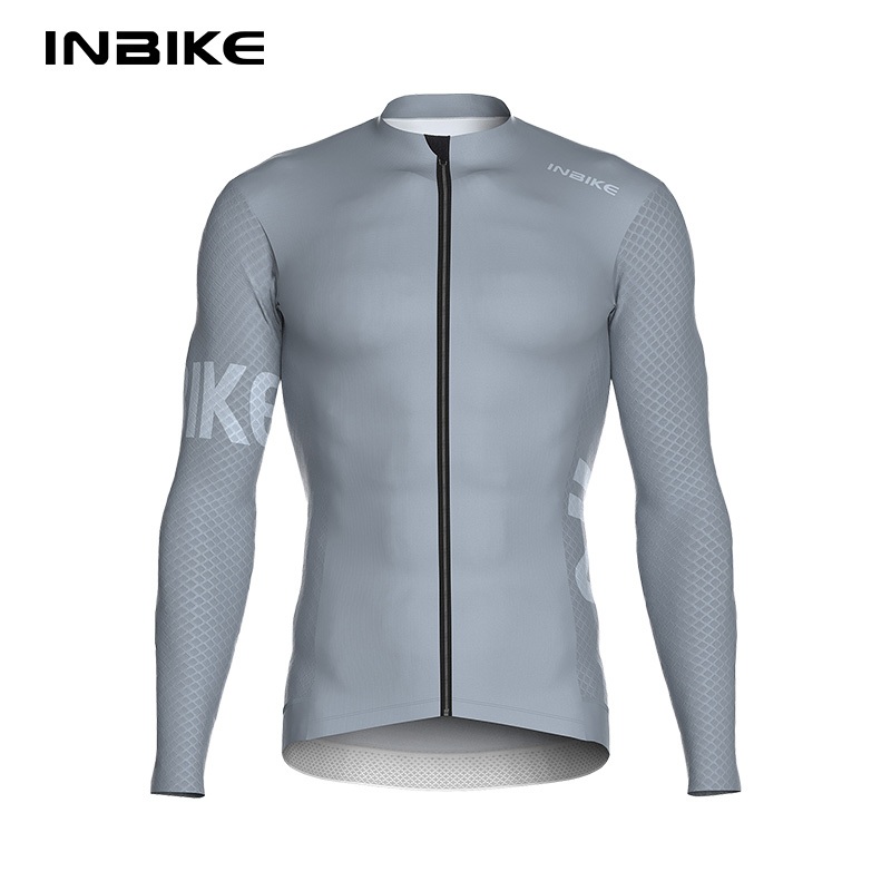 INBIKE ฤดูร้อนขี่จักรยานแขนยาว, เสื้อจักรยานระบายอากาศ, พอดีบาง, มีกระเป๋า, เหมาะสําหรับจักรยานเสือหมอบ, จักรยานเสือภูเขา