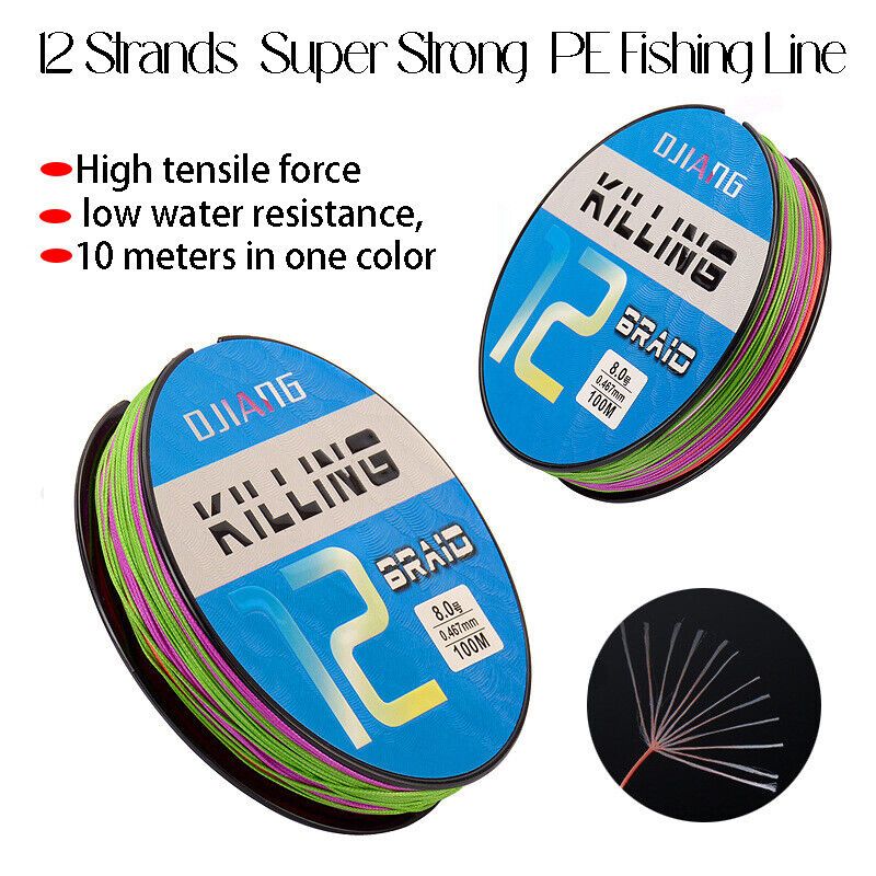 PE สายถัก 12 Strands 100ม. สุดยอดสายตกปลา สำหรับน้ำหนัก 8-80 ปอนด์