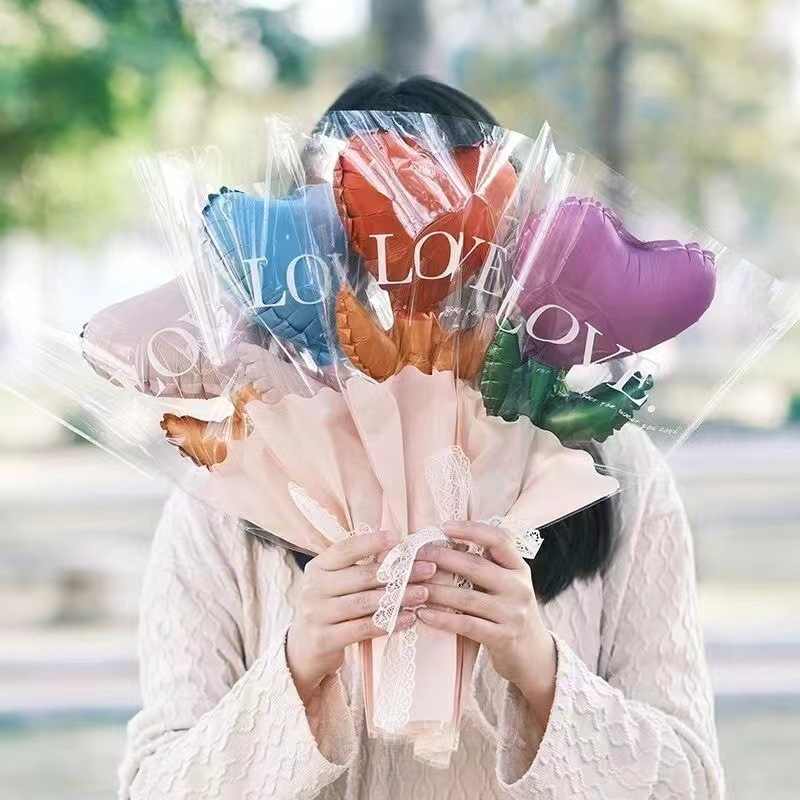 1 ชุดมินิรักดอกไม ้ ช ่ อดอกไม ้ บอลลูนสุขสันต ์ วันแม ่ วันวาเลนไทน ์ ตกแต ่ งบอลลูนฟอยล ์