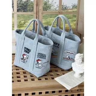 【จัดส่งจากประเทศไทย】🌼พร้อมส่ง🌼สนูปปี้เย็บปักถักร้อยวันกระเป๋าผ้าใบน่ารักนอกมือหิ้วกระเป๋าเบนโตะพนักงานออฟฟิศกระเป๋าถือผู้หญิง