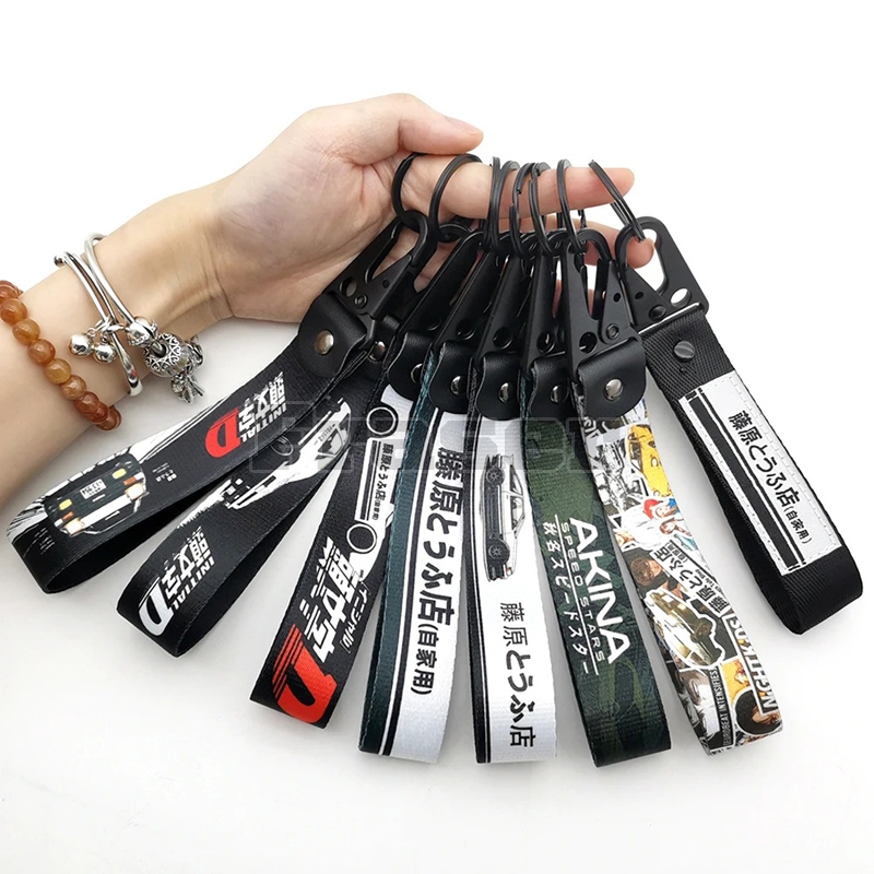 Jdm พวงกุญแจแท ็ กเริ ่ มต ้ น D Fujiwara Tofu Shop ไนลอนสายรัดข ้ อมือพวงกุญแจ Auto Key Steel